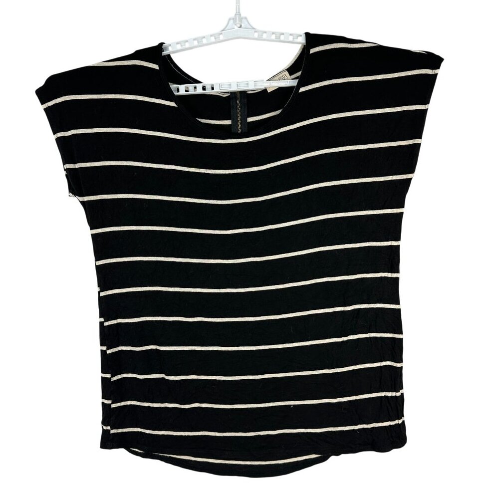 Free Kisses Black White Striped Plus Size 3X Short Sleeve Top Made In USA